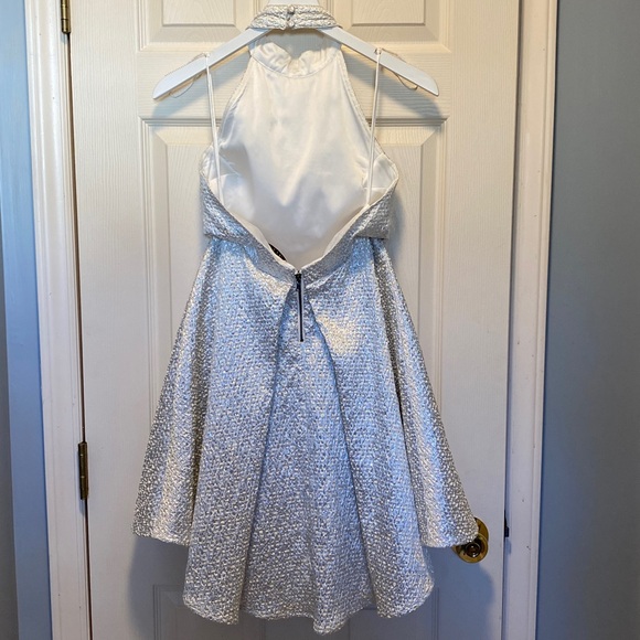 Alice + Olivia Sparkly Silver Halter Dress - Picture 5 of 8